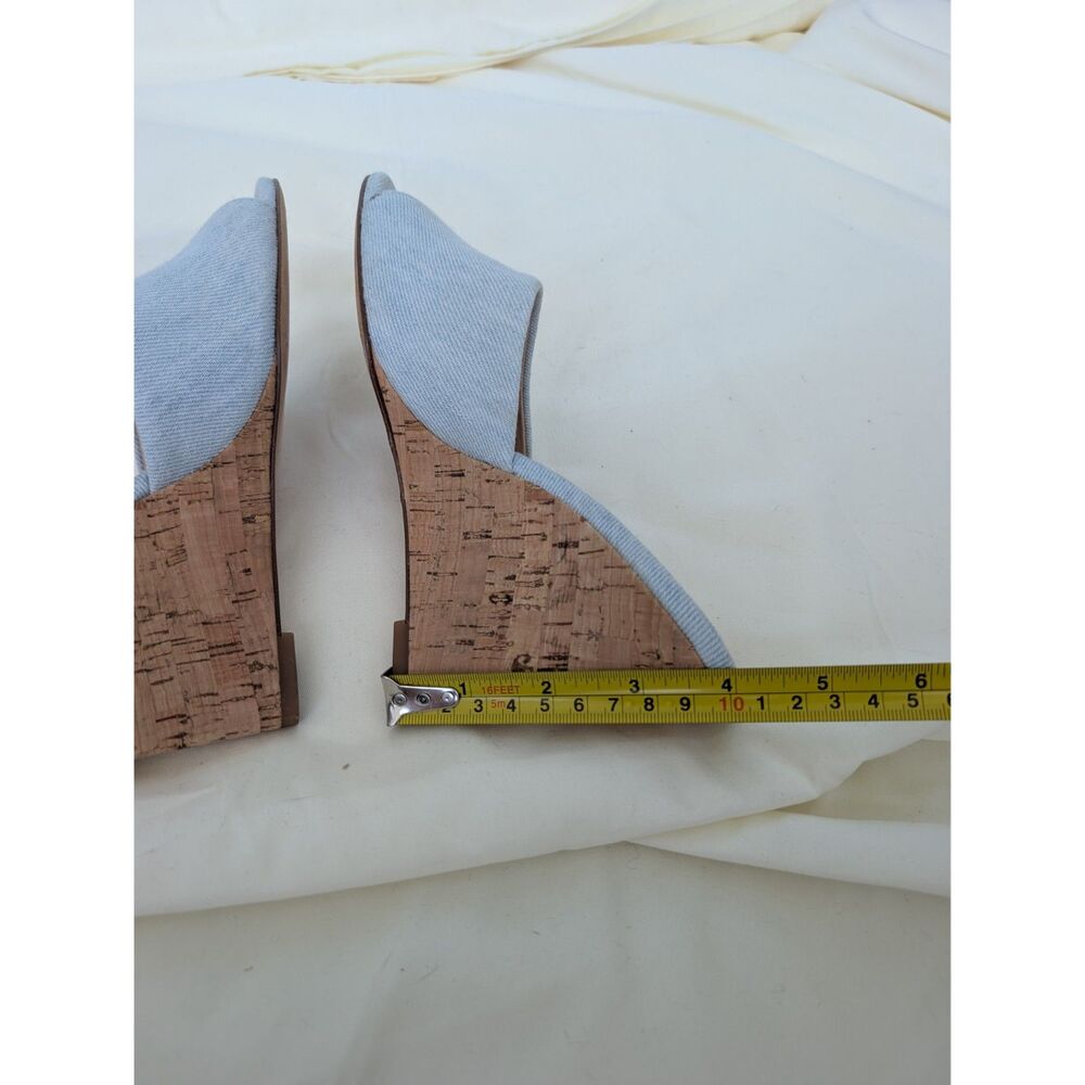 Veronica Beard Dali Slide Wedge Sandals Shoes Light Blue Denim Sz 6.5M - Picture 4 of 16